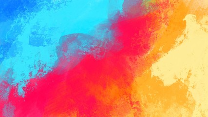 Digital illustration horizontal rectangle banner background bright juicy contrasting pink yellow-turquoise with blots. Print for web, restaurants, banners, cards, paper, scrapbooking, covers.