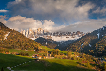 Santa Maddalena village in Val di Funes one of the most beautiful valleys in Dolomite