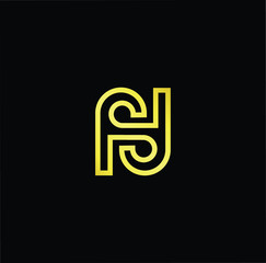 Outstanding professional elegant trendy awesome artistic black and gold color HS SH initial based Alphabet icon logo.