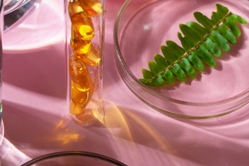 Fototapeta premium Concept research of beauty and skincare dietary supplements at laboratory