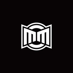 MM logo monogram with ribbon style circle rounded design template