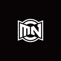 MN logo monogram with ribbon style circle rounded design template
