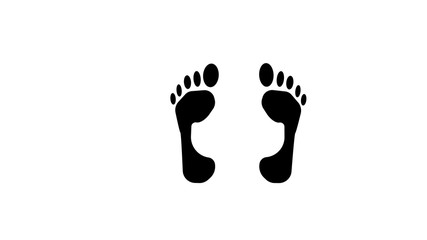Foot print icon. Bare foot print Black and white
