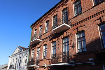 Fototapeta premium typical vintage russian house with windows