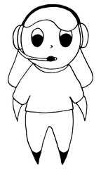 Vector illustration of a female call center, woman wearing headphones for customer service and communication.