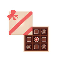 Box of candys. Vector illustrationon isolated white background