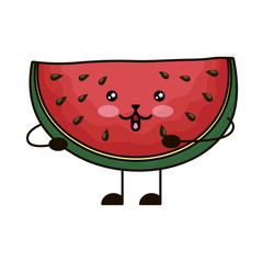 fresh watermelon fruit kawaii character