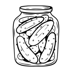 Pickled cucumbers, hand drawn vector illustration