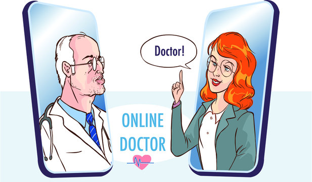 Online doctor vector healthcare illustration concept