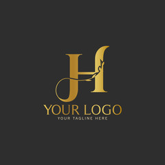 H Initial letter Gold Logo Icon classy gold letter suitable for boutique restaurant wedding service hotel or business identity