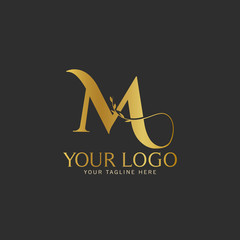 M Initial letter Gold Logo Icon classy gold letter suitable for boutique restaurant wedding service hotel or business identity