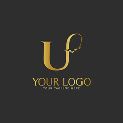 UInitial letter Gold Logo Icon classy gold letter suitable for boutique restaurant wedding service hotel or business identity