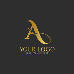 A Initial letter Gold Logo Icon classy gold letter suitable for boutique restaurant wedding service hotel or business identity