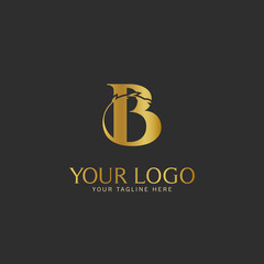 B Initial letter Gold Logo Icon classy gold letter suitable for boutique restaurant wedding service hotel or business identity