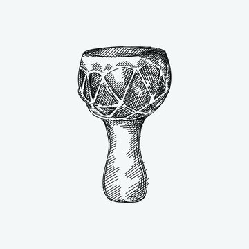 Hand-drawn sketch of National Azerbaijan Musical Instrument called Darbuka or Dumbek (percussion musical instrument, drump)