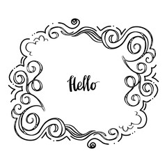 Hand drawn floral vector border. Flourish design elements for invitation, page decoration and postcards in vintage style. EPS 8