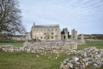 Binham Priory: the ruins of a Benedictine priory in Norfolk, England, UK