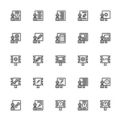 Set of software engineer outline style icon - vector