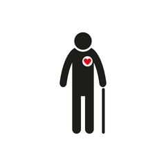 The heart of an elderly person. Simple vector illustration