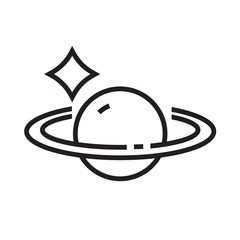 Planet icon is in line and pixel perfect style . Saturn symbol for web design.