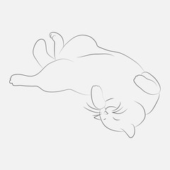 Vector illustration of a sleeping cat in simple style