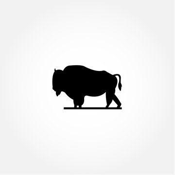 Buffalo Animal Silhouette Vector For Banner or Background