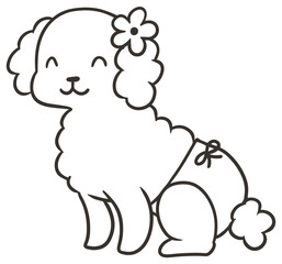 パンツをはいたメスのトイプードルのイラスト_笑顔