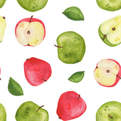 pattern of watercolor apples