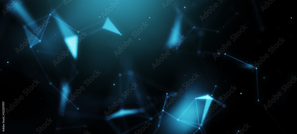 Sticker abstract polygonal space low poly connected dots on dark background. background. futuristic network 