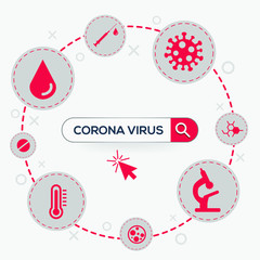 (corona virus) Word written in search bar,Vector illustration
