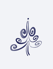 single Christmas tree on a grey background