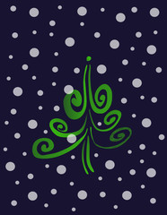 single Christmas tree on a plain background