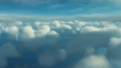 Flying over clouds. Computer generated flythrough seamless loop. A 3D rendering composition ideal as a background for music videos, quotes corporate intros, logos etc...