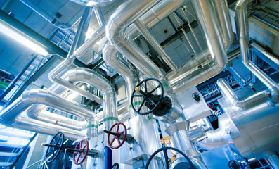 Industrial zone, Steel pipelines, valves and cables
