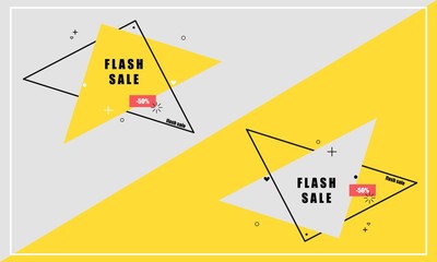 Trendy vector flash sale right triangle in retro poster vintage colors and shapes  style vector design.