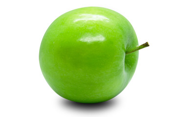 Green apple fruit Placed on a white background