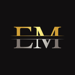 Initial EM Letter Linked Logo Business Vector Template. EM Logo Design