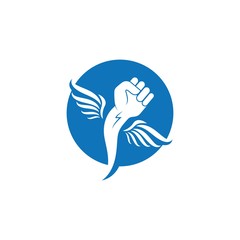strong hand clenched with wings vector illudstration