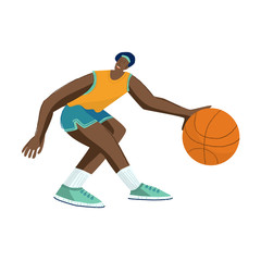 Fototapeta premium Basketball player getting ready to shoot. Vector illustration.