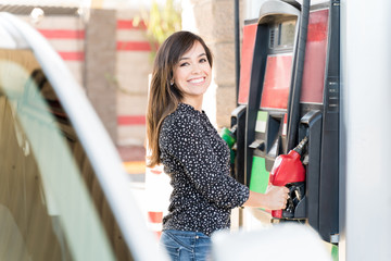 Smiling Customer At Self-Service Gas Station