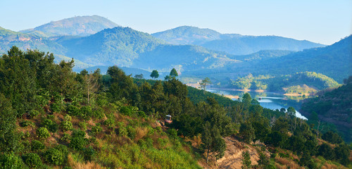 Naklejka na ściany i meble beautiful panorama of a mountain landscape in vietnam