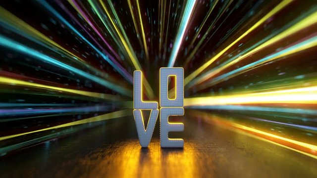 Explicit content love and fuck text. 3D render VJ loop animation