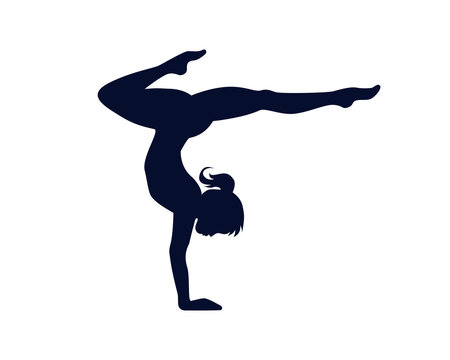 Abstract Silhouette Of Girl Practice Gymnastics Vector Illustration
