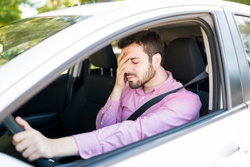 Annoyed Man In Car At Traffic