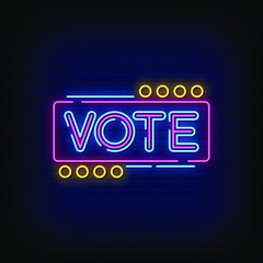 Vote Neon Signs Style Text Vector