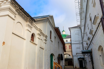 Old narrow street in Trinity Lavra of St. Sergius in Sergiev Posad, Russia