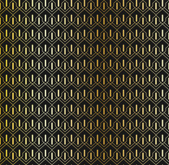 Abstract Art Deco pattern style background. Golden geometric texture design on black background.
