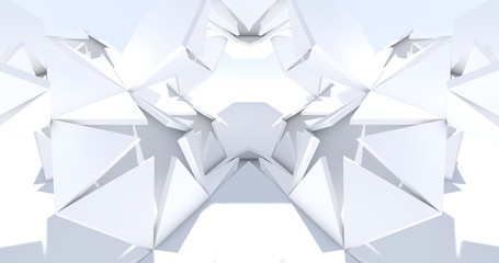 Abstract white background composition of geometric objects 3d illustration