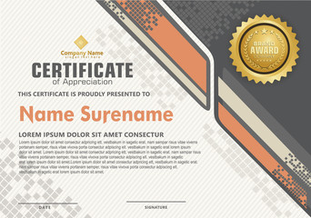 Fototapeta premium Elegant and futuristic modern certificate template with halftone ornament on pattern background.