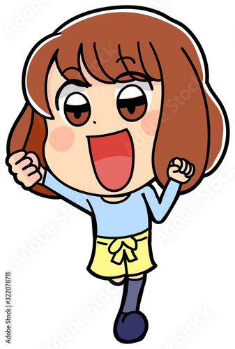 ガッツポーズ かわいい 子供 イラスト キッズ 小学生 女の子 Animation Wall Mural Animati はしもとあやね えな屋